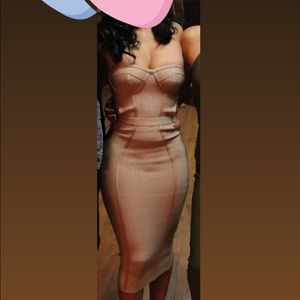 HOUSEOFCB Camel Bandage Dress Size XS